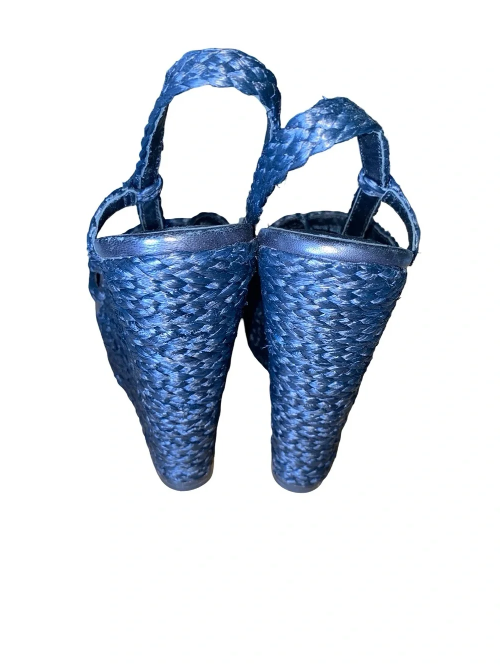 Alice + Olivia Blue Braided Raffia Platform Wedge Sandals size 8